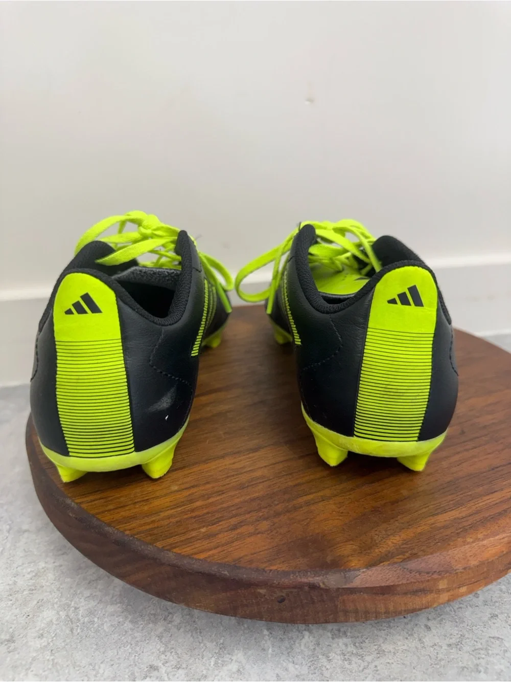 Adidas Soccer Cleats Youth Size 5.5 Black Neon Yellow FG‎ Cleats Fits Womens 7